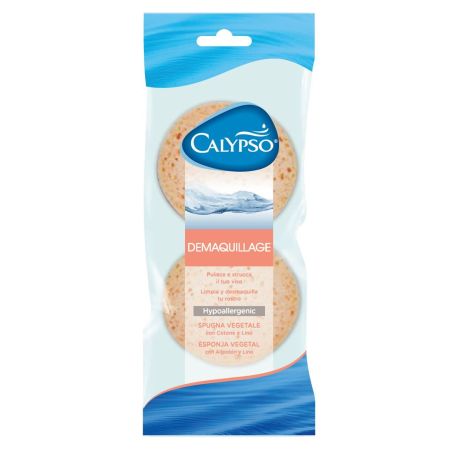 Calypso Demaquillage Esponja Vegetal Duplo Esponja de baño limpia y desmaquilla delicadamente 2 uds