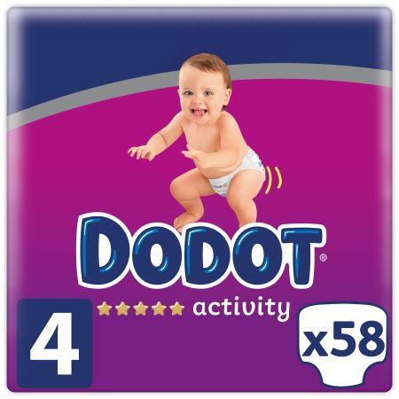 Dodot Pañales Activity 9-14 Kg Talla 4 Pañal suave ofrece máxima absorción comodidad y protección 58 uds