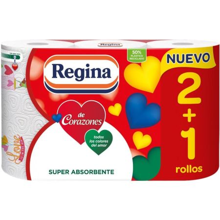 Regina Papel De Cocina De Corazones Formato Especial Rollo de cocina de 2 capas super absorbente 3 uds