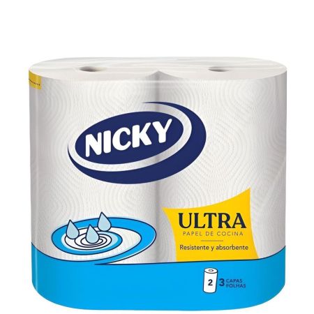 Nicky Ultra Papel De Cocina Rollo de cocina de 4 capas resistente y absorbente 2 uds