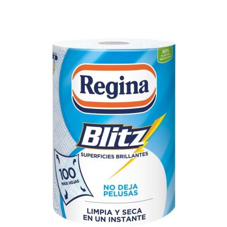 Regina Papel De Cocina Blitz Superficies Brillantes Rollo de cocina de 3 capas limpia y seca al instante