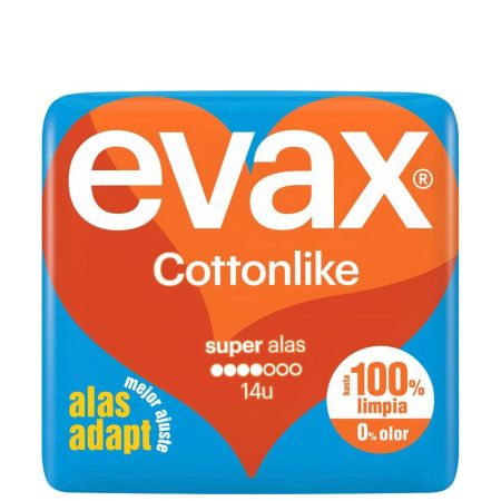 Evax Compresas Cottonlike Super Alas Compresas super con alas siéntete limpia y sin rastro de olor