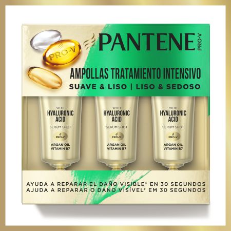 Pantene Pro-V Ampollas Tratamiento Intensivo Suave & Liso Estuche Ampollas rescate reparadoras del daño visible 3x15 ml