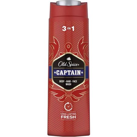 Old Spice Captain Gel De Baño-Champú 3 En 1 Gel de ducha y champú limpia la piel y deshace el mal olor con refrescante fragancia