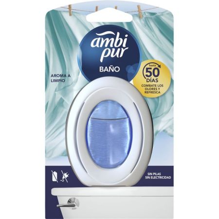 Ambipur Aroma A Limpio 2 En 1 Baño Ambientador Ambientador para baño sin necesidad de pilas ofrece aroma a limpio hasta 50 días