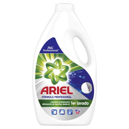 Ariel Detergente Fórmula Profesional Detergente líquido ofrece máxima limpieza y luminosidad 60 lavados 3000 ml