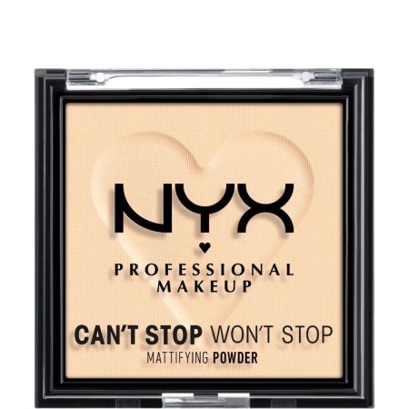 Nyx Professional Makeup Can'T Stop Won'T Stop Mattifying Powder Polvos compactos antibrillos acabado mate 24 horas de duración