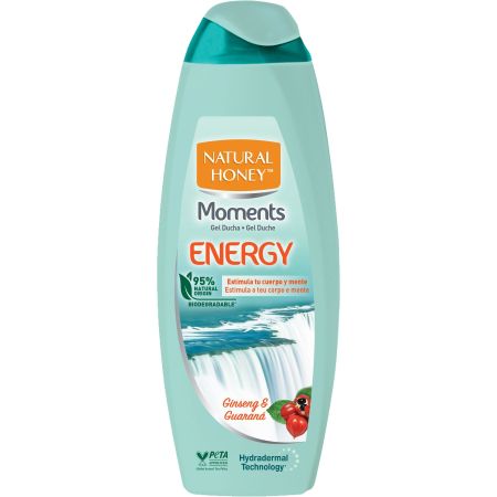 Natural Honey Moments Energy Gel De Ducha Gel de ducha biodegradable estimula tu cuerpo y mente con ginseng y guaraná 600 ml