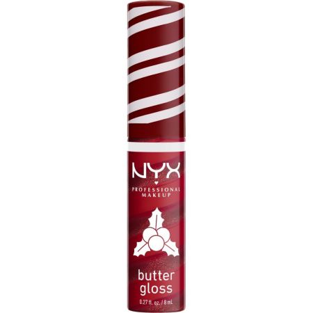 Nyx Professional Makeup Butter Gloss Christmas Edición Limitada Brillo de labios no pegajoso ofrece color vibrante y acabado luminoso para darle un toque festivo a tu look