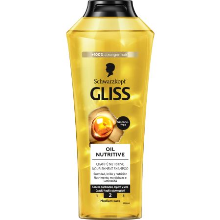 Gliss Oil Nutritive Champú Nutritivo Champú nutritivo aporta suavidad y brillo  para cabello quebradizo áspero y seco 400 ml