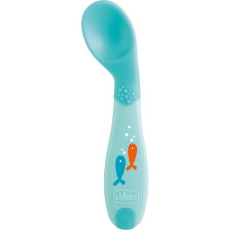 Chicco First Spoon +8m Cuchara inclinada con punta suave al tacto para primeras comidas