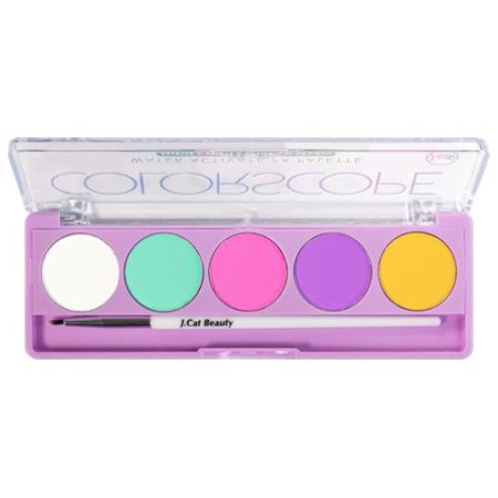 J.Cat Colorscope Water Activate Fx Palette Paleta de sombras de ojos se activa con agua y cambian de color con la luz uv 5 tonos