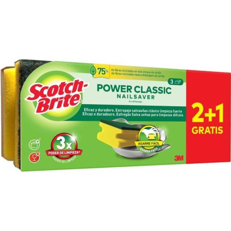 Scotch Brite Estropajo Classic Salvauñas Formato Especial Estropajo ideal para eliminar la grasa y los restos de comida incrustados en ollas y sartenes