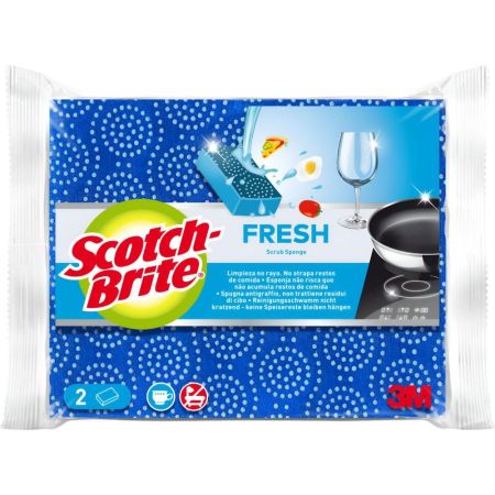 Scotch Brite Estropajo Fresh Laminado Estropajo laminado no daña ayuda a limpiar la vajilla sin que quede comida atrapada 2 uds