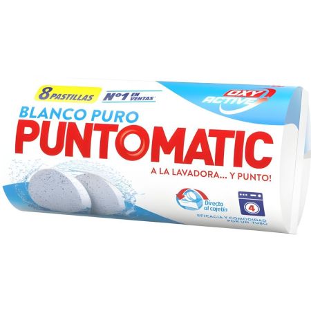 Punto Matic Detergente Oxy Active Blanco Puro Detergente en pastilla a máquina para el lavado de ropa blanca 8 uds 264 gr