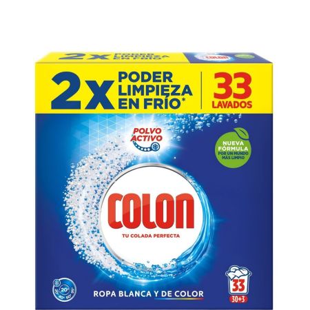 Colon Detergente Polvo Activo Detergente en polvo elimina manchas ropa blanca y de color 33 lavados 1650 gr