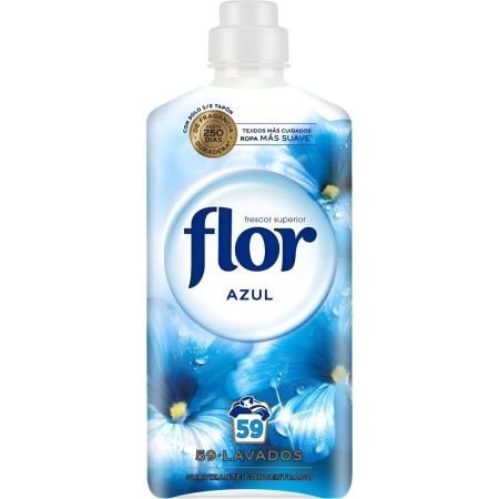 Flor Azul Suavizante Concentrado Suavizante concentrado ofrece sensación de frescor y suavidad hasta 200 días 59 lavados 1062 ml