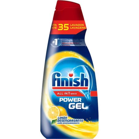 Finish Lavavajillas All In 1 Max Power Gel Limón Formato Especial Lavavajillas a máquina elimina manchas más difíciles ofrece brillo y protección con aroma a limón 35 lavados 700 ml