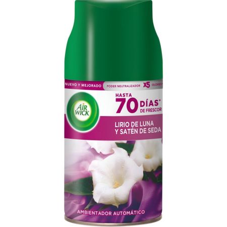 Air Wick Viaja Desde Casa Flores Ambientador Automático Recambio Ambientador automático para hogar con aroma lirio de luna y sartén de seda 250 ml