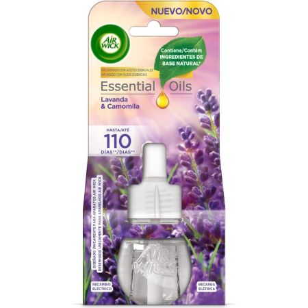 Air Wick Ambientador Essential Oils Lavanda & Camomila Recambio Ambientador eléctrico para hogar con suave aroma lavanda y camomila 19 ml