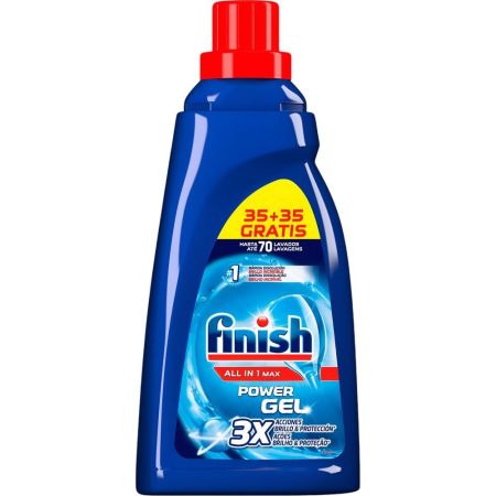 Finish Lavavajillas All In 1 Max Power Gel Lavavajillas a máquina aporta brillo y protección para tu cristalería y limpia las manchas más difíciles