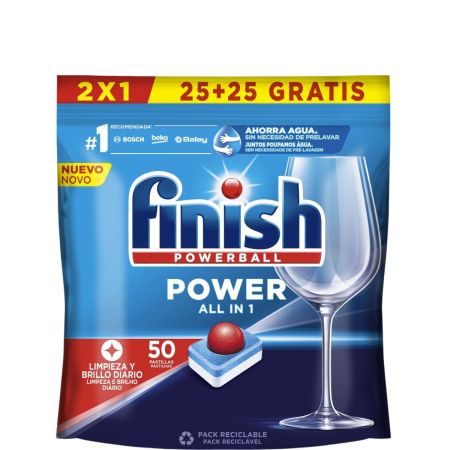 Finish Lavavajillas Powerball Power All In 1 Formato Especial Lavavajillas a máquina en cápsulas actúa de forma rápida para una potente limpieza