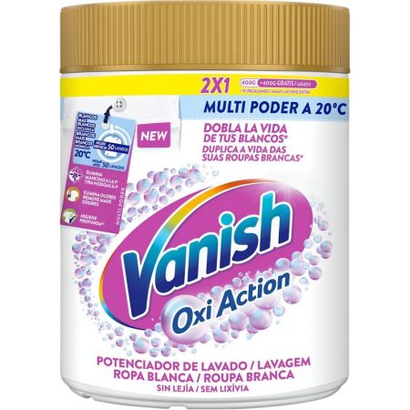 Vanish Oxi Action Potenciador De Lavado Blancos Más Blancos Quitamanchas en polvo para ropa blanca hace que tus blancos sean más blancos 900 gr