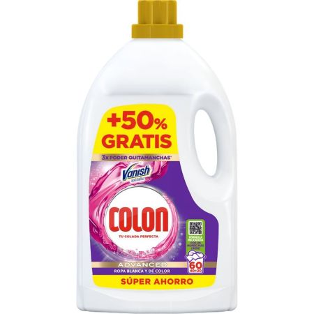 Colon Detergente Oxy Action Vanish Súper Ahorro Detergente líquido para ropa blanca y de color 68 lavados 2700 ml