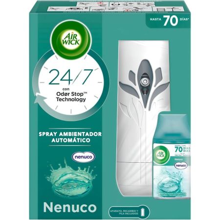 Air Wick Nenuco Spray Ambientador Automático + Recambio Ambientado eléctrico para hogar para un ambiente tranquilo y natural 250 ml