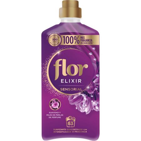 Flor Elixir Sensorial Suavizante Concentrado Suavizante concentrado ofrece olor a recién lavado hasta 300 días 63 lavados 1200 ml