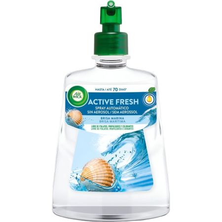 Air Wick Active Fresh Brisa Marina Spray Automático Recambio Ambientador para hogar ofrece gran aroma y duración durante 24 horas 228 ml