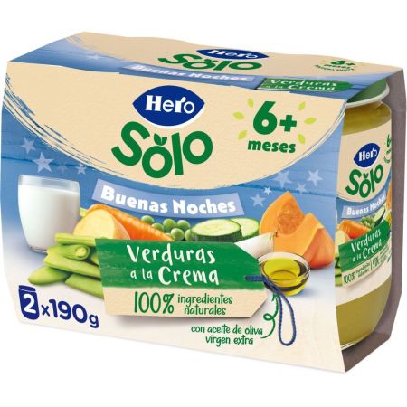 Hero Solo Buenas Noches Tarritos Verduritas A La Crema Tarritos naturales sin gluten de textura suave facilitan la digestión y aseguran buen sueño a partir de 6 meses 2x190 gr