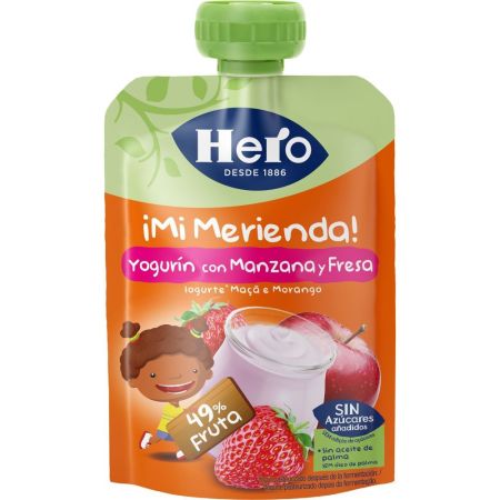 Hero ¡mi Merienda! Bolsita Yougurín Con Manzana Y Fresa Bolsita sin gluten a partir de 12 meses 100 gr