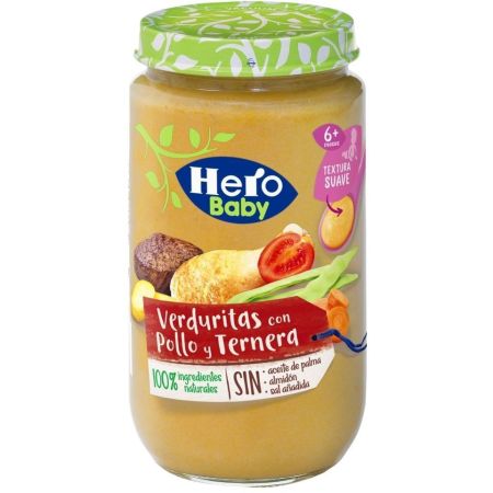 Hero Baby Tarrito Verduritas Con Pollo Y Ternera Tarrito sin gluten para un crecimiento sano y equilibrado a partir de 6 meses 235 gr