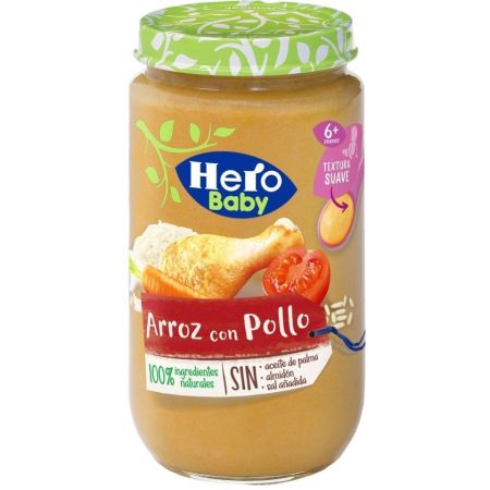 Hero Baby Tarrito Arroz Con Pollo Tarrito sin gluten para un crecimiento sano y equilibrado a partir de 6 meses 235 gr