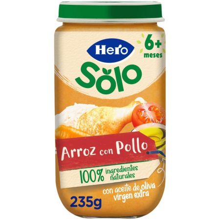 Hero Solo Tarrito Arroz Con Pollo Tarrito natural sin gluten de textura suave para crecimiento sano y equilibrado a partir de 6 meses 235 gr