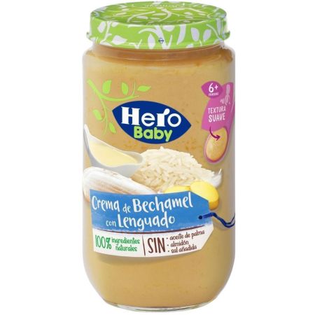 Hero Baby Tarrito Crema De Bechamel Con Lenguado Tarrito sin gluten para un crecimiento sano y equilibrado a partir de 6 meses 235 gr