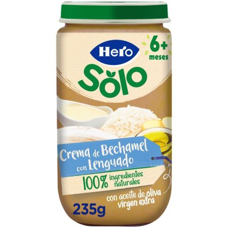 Hero Solo Tarrito Crema De Bechamel Con Lenguado Tarrito natural sin gluten de textura suave para crecimiento sano y equilibrado a partir de 6 meses 235 gr