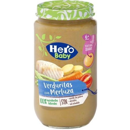 Hero Baby Tarrito Verduritas Con Merluza Tarrito sin gluten ideal para introducir el pescado a partir de 6 meses 235 gr