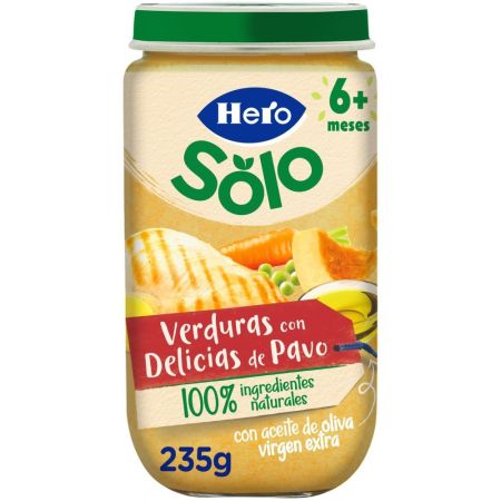 Hero Solo Tarrito Verduritas Con Delicias De Pavo Tarrito natural sin gluten de textura suave para crecimiento sano y equilibrado a partir de 6 meses 235 gr