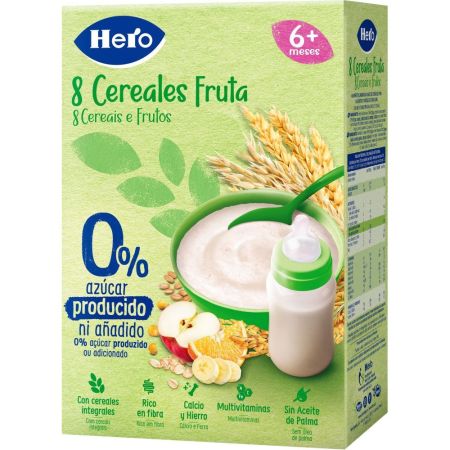 Hero Papilla 8 Cereales Fruta Papilla en polvo 0% azúcares añadidos a partir de 6 meses 340 gr