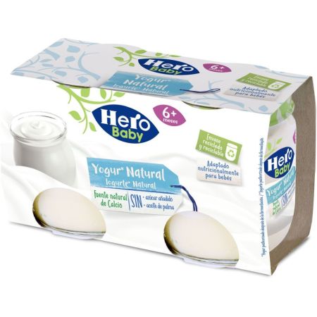 Hero Baby Tarritos Yogur Natural Tarritos sin gluten adaptados a las necesidades nutricionales 2x120 gr