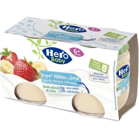 Hero Baby  Tarro yogur platano y fresa  2x120 gr