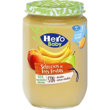 Hero Baby Tarrito Selección De Tres Frutas Tarrito para una alimentación natural y nutritiva a partir de los 4 meses 195 gr