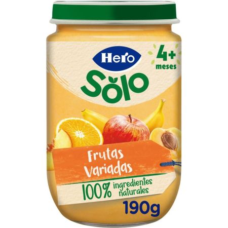 Hero Solo Tarrito Frutas Variadas Tarrito natural sin gluten de textura suave para alimentación natural y nutritiva a partir de los 4 meses 190 gr