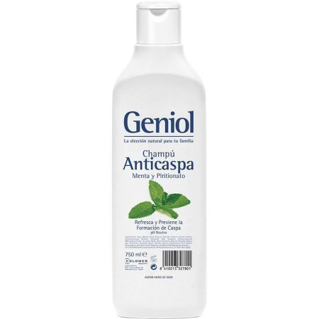 Geniol Anticaspa Champú Champú limpia profundamente refresca y disminuye la formación de caspa con menta y piritionato 750 ml