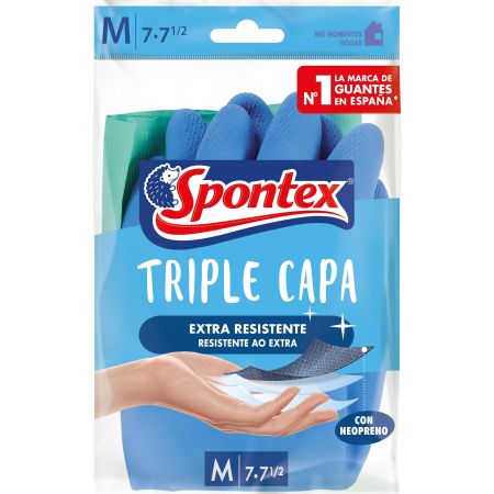 Spontex Guantes Triple Cara Talla M Guantes de triple cara extra resistentes con neopreno 2 uds