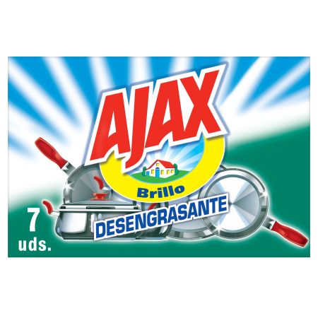 Ajax Estropajo Brillo Estropajo jabonoso desengrasante arranca la grasa y da brillo 7 uds