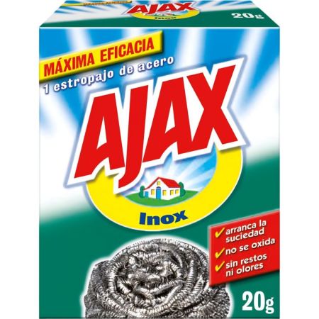 Ajax Estropajo Inox Estropajo de acero inoxidable arranca la suciedad con máxima eficacia 20 gr