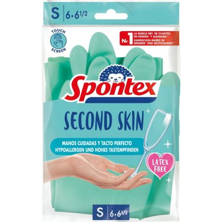 Spontex Guantes Segunda Piel T-6 Guantes manos cuidadas y tacto perfecto 2 uds